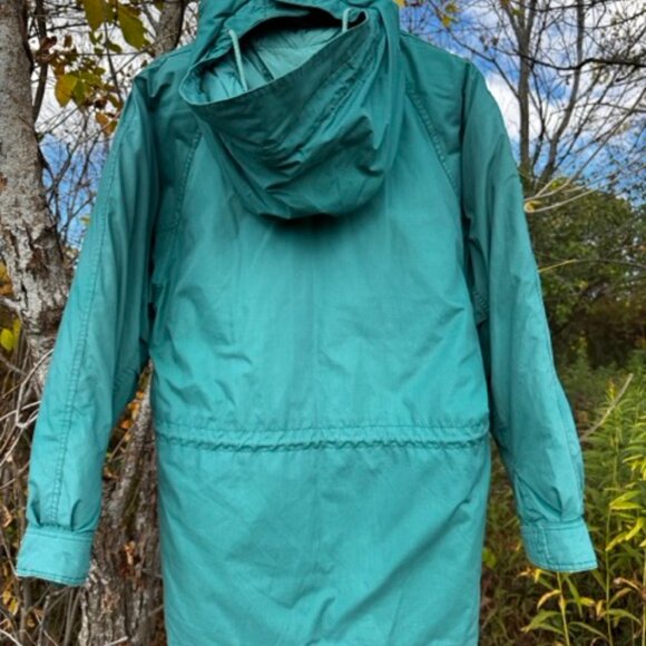 Vintage Eddie Bauer Jacket Men's Medium Teal Green Goose Down Puffer Coat Hooded - Picture 2 of 3
